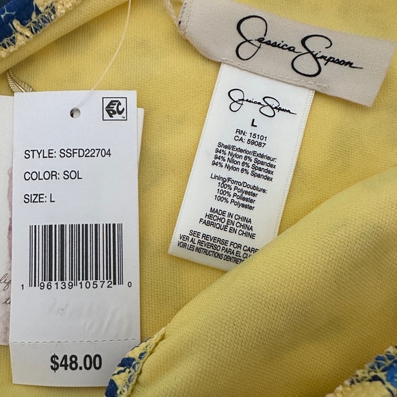 Jessica Simpson Yellow/Blue Floral Delight Swim Bottoms NWT - Picture 9 of 9
